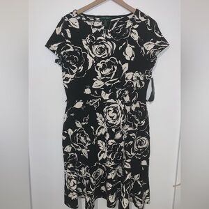 Ralph Lauren Black and Cream Floral Mini Dress